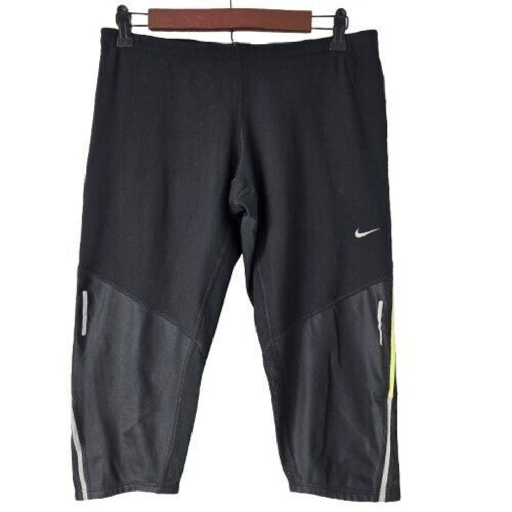 Nike Dry Fit Reflector Capri Running Pant Mesh Paneling Fitness Exercise Perform